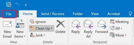 Outlook File Tab