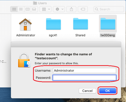Rename user folder - Security Prompt