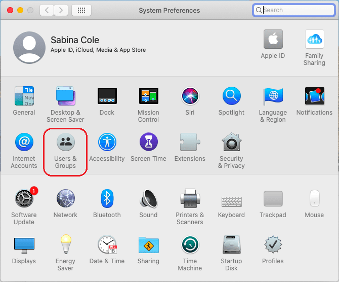 System Preferences - Users & Groups