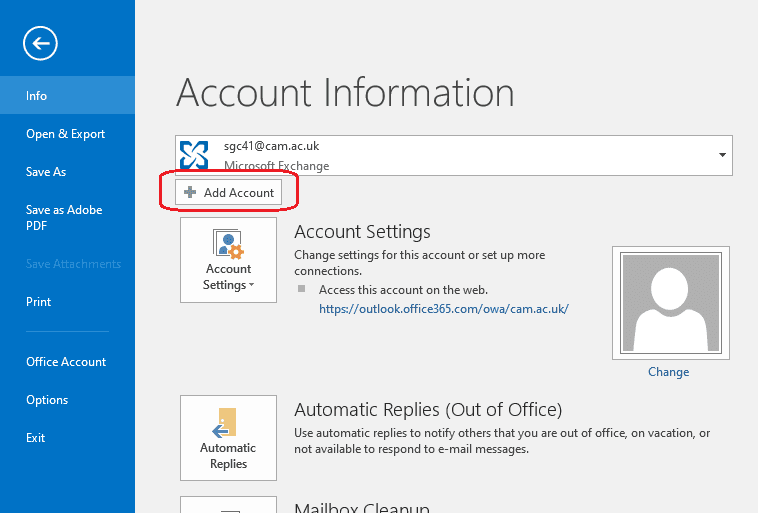Outlook - Add Account