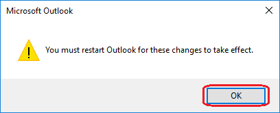 Outlook - Restart Warning