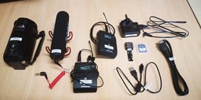 Video camera loan kit items